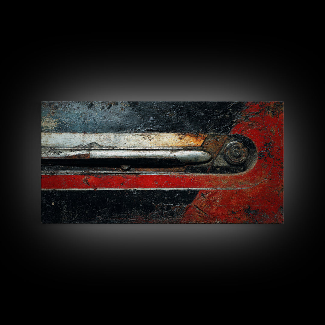 Black and Red Racing Stripe Abstraction Framed Canvas Print, Garage Art, Luxury Decor, Garage Decor, Abstract Art, Motor, GAR-2x1-8