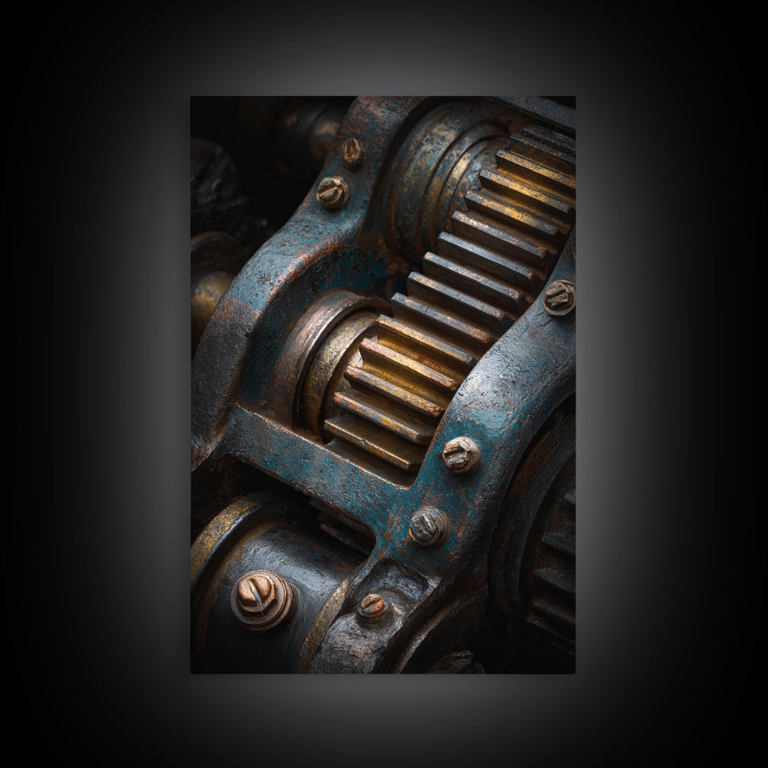 Camshaft and Gears Industrial Still Life Canvas Print, Garage Art, Art Print, Garage Decor, Fine Art, Motor, Canvas Wall Art, GAR-2x3-23
