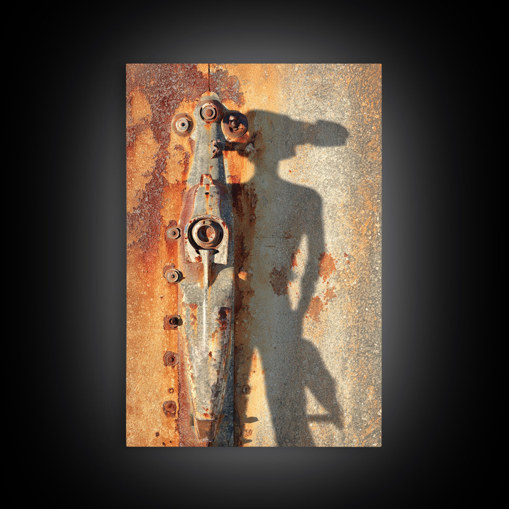 Desert Highway with Muscle Car Silhouette Framed Canvas Print, Garage Art, Canvas Wall Art, Garage Decor, Fine Art, Motor, GAR-2x3-53