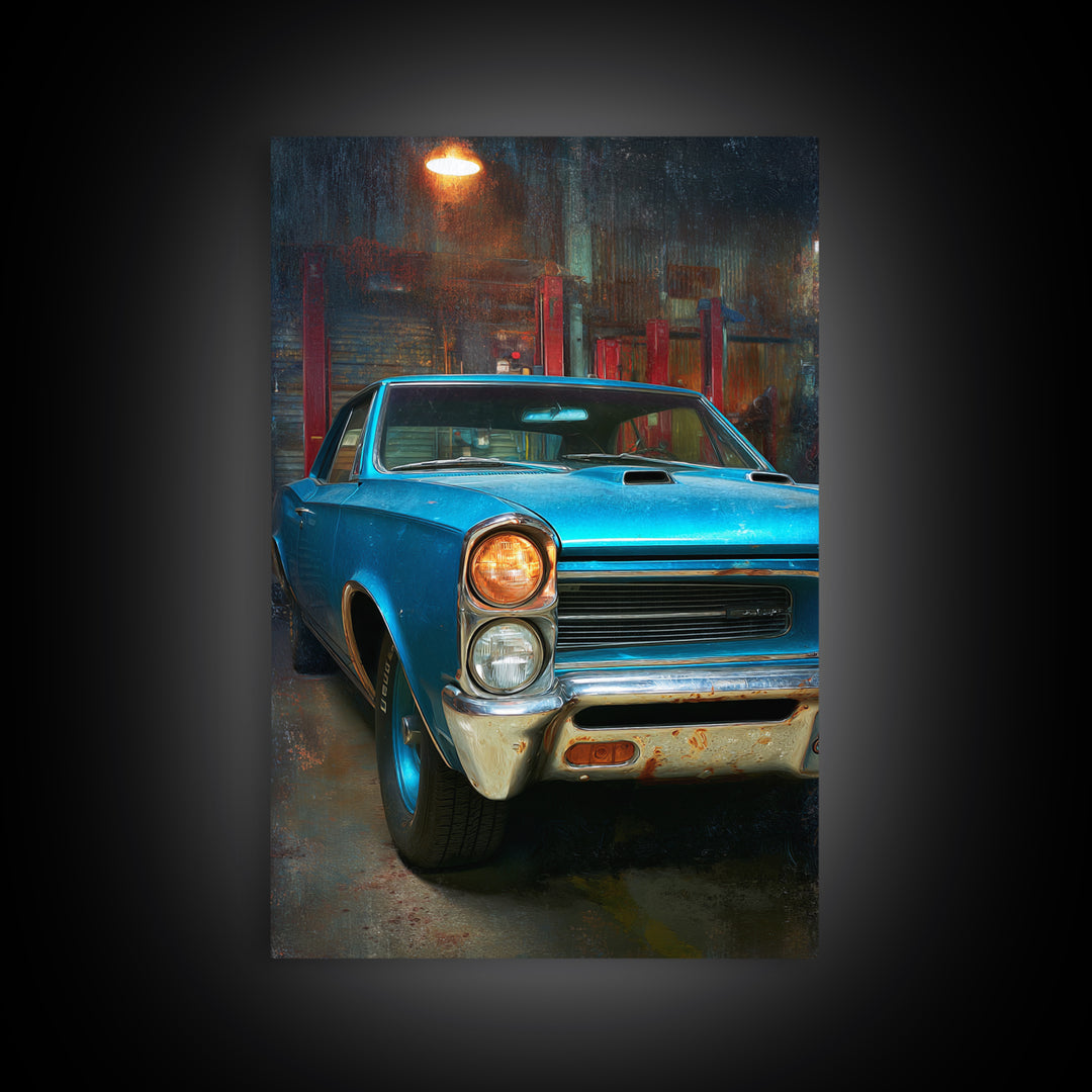 Classic Muscle Car Front Grill Canvas Print, Garage Art, Man Cave Decor, Garage Decor, Oil Painting, Motor, Garage Art Poster, GAR-2x3-57