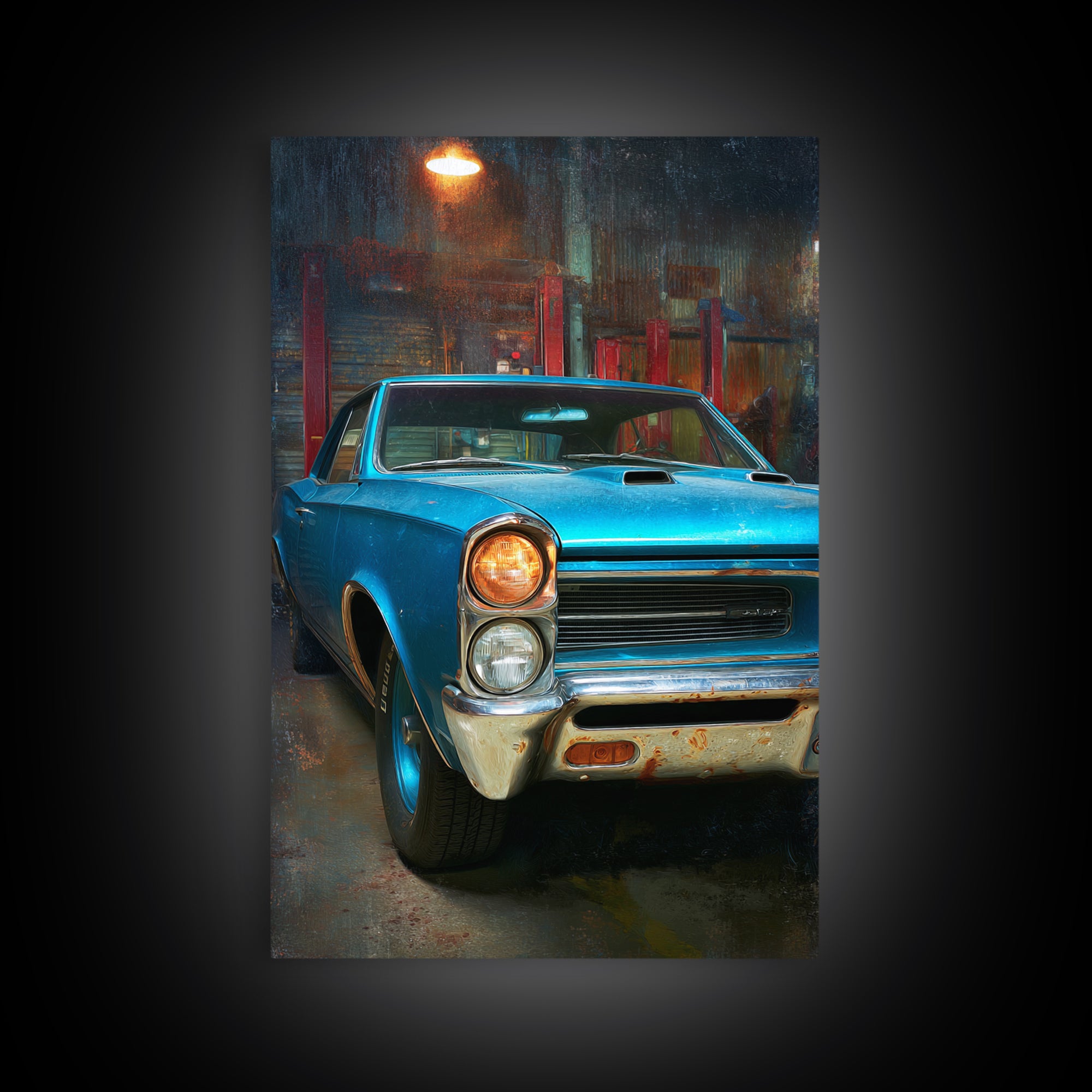 Classic Muscle Car Front Grill Canvas Print, Garage Art, Man Cave Decor, Garage Decor, Oil Painting, Motor, Garage Art Poster, GAR-2x3-57