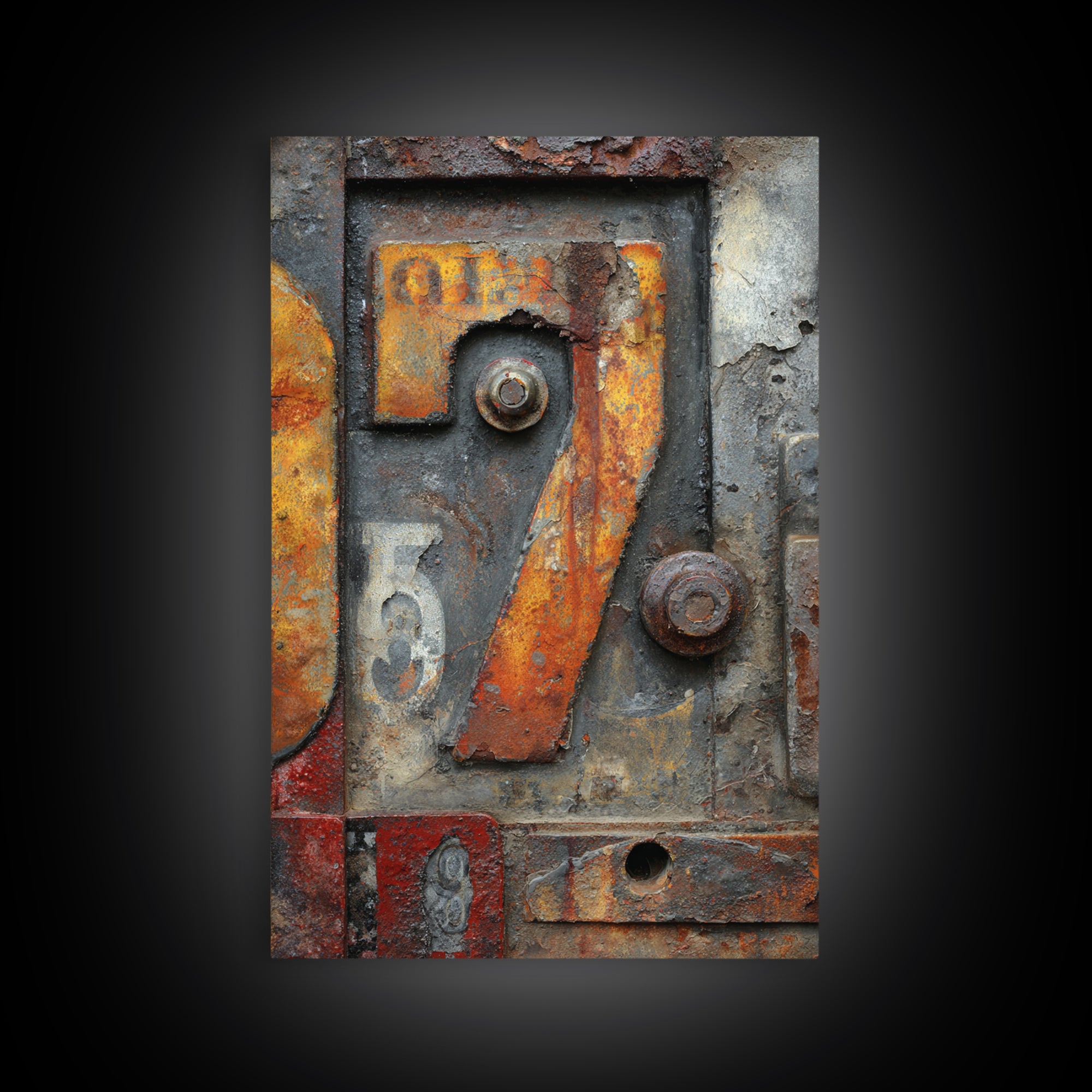 Rusty License Plate Collage Framed Canvas Print, Garage Art, Canvas Wall Art, Garage Decor, Fine Art, Motor, Autumn Wall Art, GAR-2x3-88