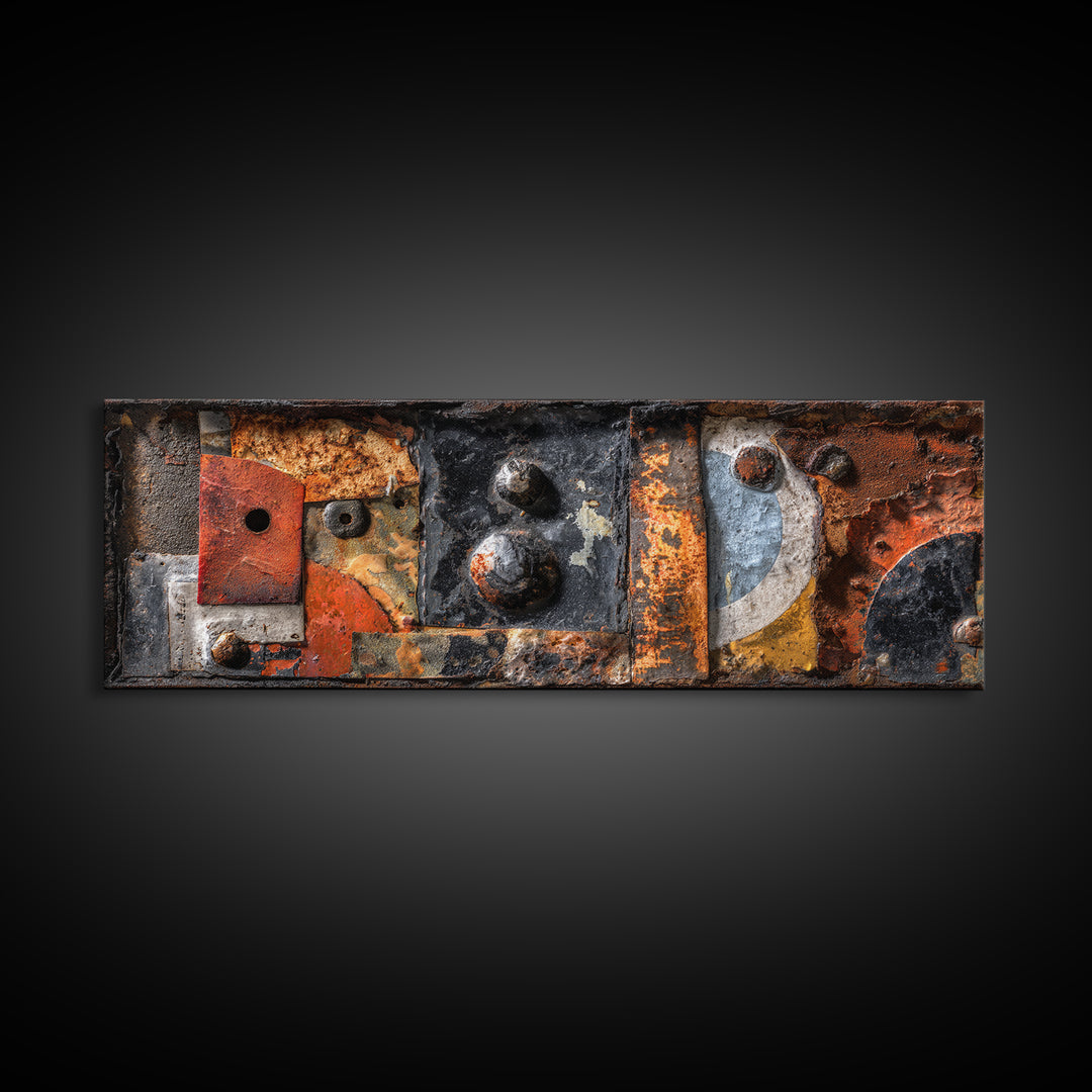 Rusty License Plate Collage Canvas Print, Garage Art, Garage Decor, Fine Art, Motor, Room Decor, Textured Painting, GAR-3x1-24