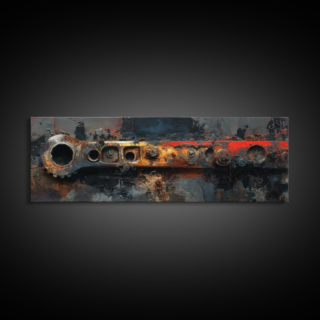 Black and Red Racing Stripe Abstraction Framed Canvas Print, Garage Art, Room Decor, Garage Decor, Fine Art, Motor, Canvas Art, GAR-3x1-52