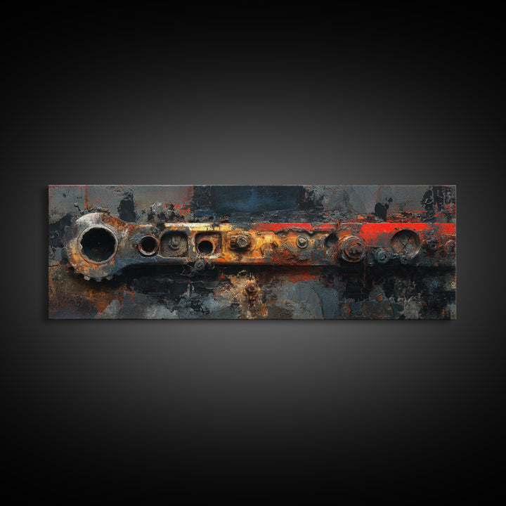 Black and Red Racing Stripe Abstraction Framed Canvas Print, Garage Art, Room Decor, Garage Decor, Fine Art, Motor, Canvas Art, GAR-3x1-52