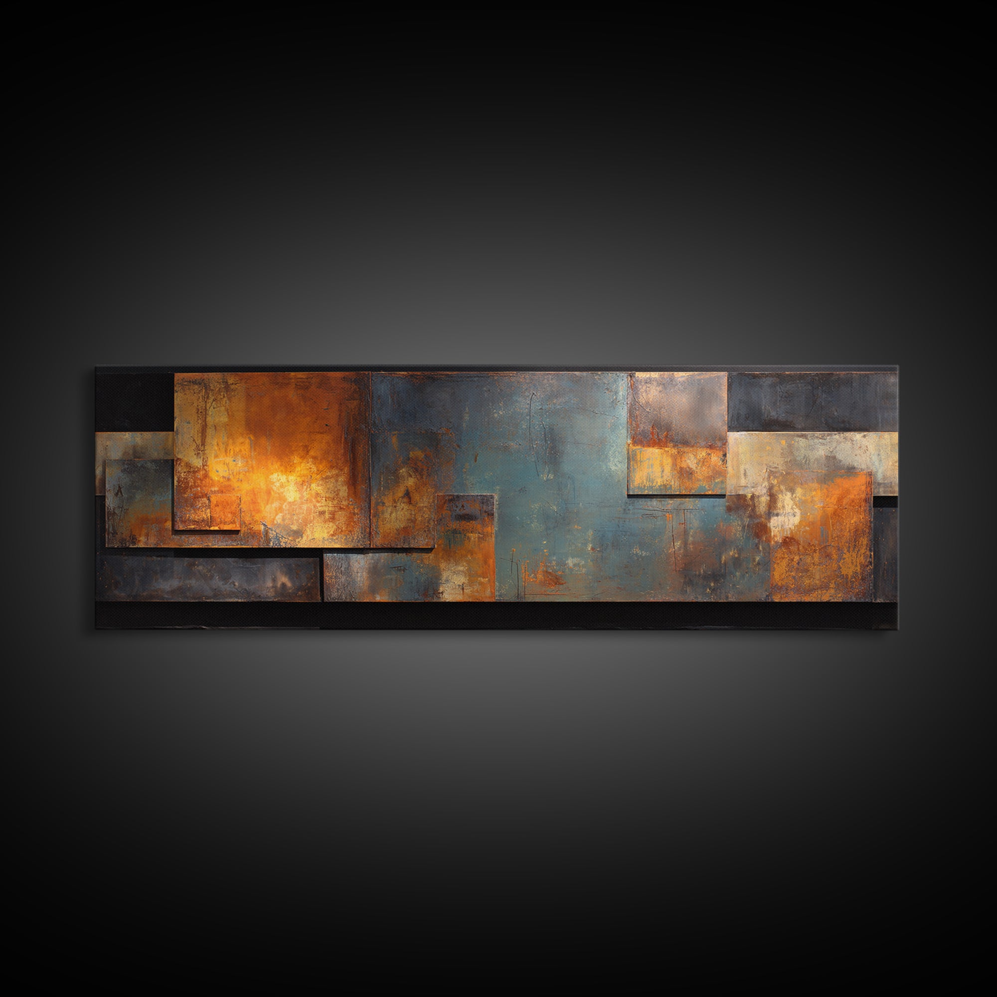 Steel and Rust Texture Abstract Panel Framed Canvas Print, Garage Art, Room Decor, Garage Decor, Abstract Art, Motor, GAR-3x1-63