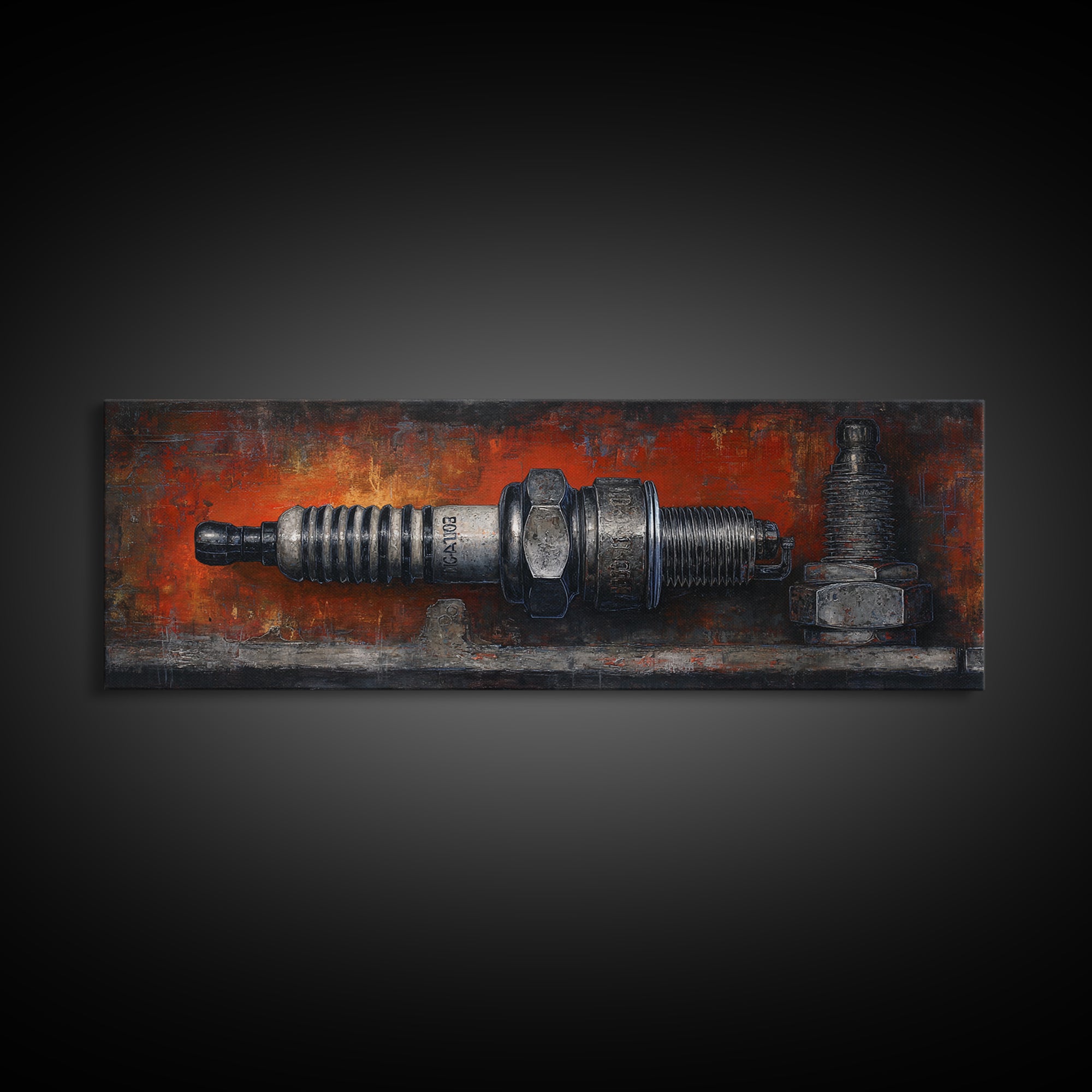 Spark Plug Botanical Specimen Drawing Canvas Print, Garage Art, Canvas Print, Garage Decor, Fine Art, Motor, Garage Art Pinup, GAR-3x1-86