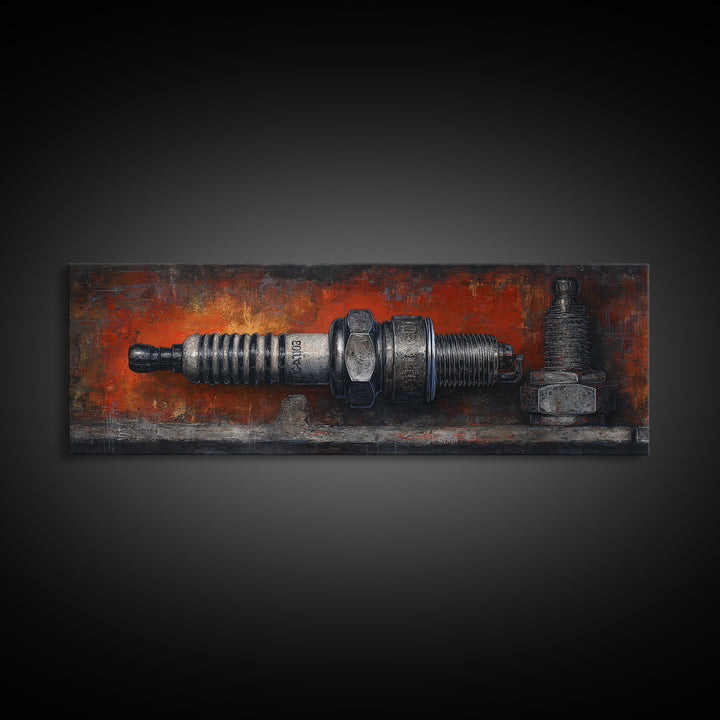 Spark Plug Botanical Specimen Drawing Canvas Print, Garage Art, Canvas Print, Garage Decor, Fine Art, Motor, Garage Art Pinup, GAR-3x1-86