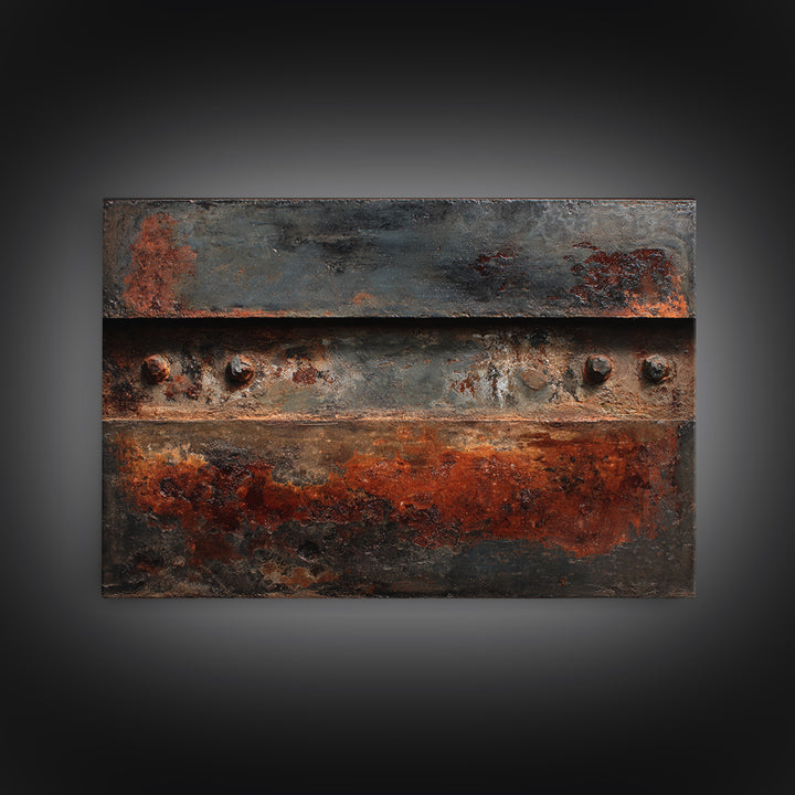 Steel and Rust Texture Abstract Panel Framed Canvas Print, Garage Art, Autumn Wall Art, Garage Decor, Fine Art, Motor, GAR-3x2-27