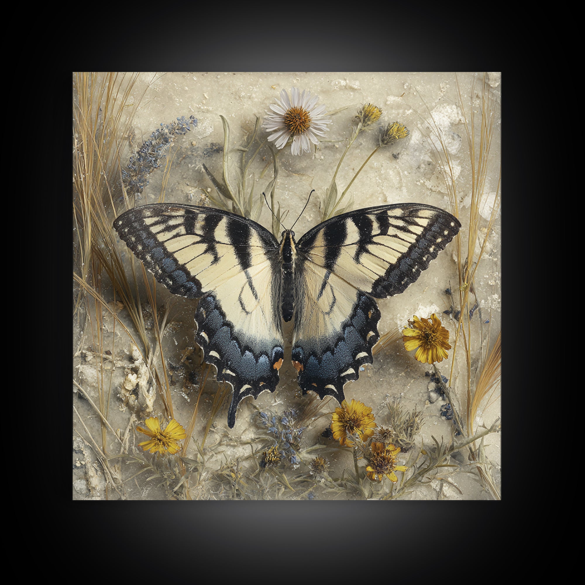 Garden Butterfly and Flowers Specimen Study Canvas Print, Guest Bedroom Art, Wall Art Prints, Bedroom Decor, Fine Art, Guest, GBA-1x1-23