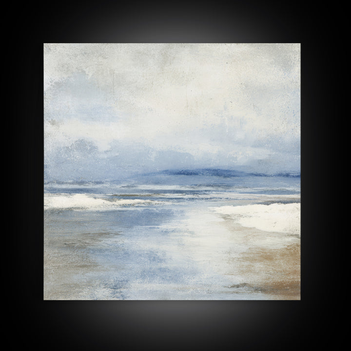 Coastal Dunes in Pale Blue and Sand Framed Canvas Print, Guest Bedroom Art, Fine Art Print, Bedroom Decor, Fine Art, Guest, GBA-1x1-29