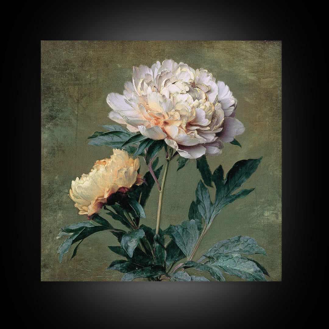 Neutral Peony Painting Framed Canvas Print, Guest Bedroom Art, Statement Artwork, Bedroom Decor, Fine Art, Guest, Wall Decor, GBA-1x1-33