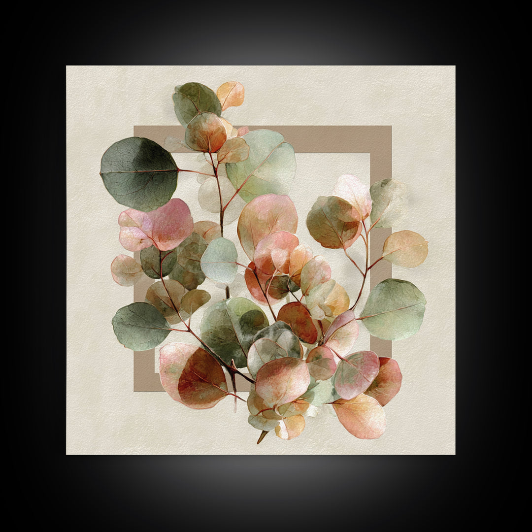 Calming Eucalyptus Watercolor Branches Framed Canvas Print, Guest Bedroom Art, Downloadable Prints, Bedroom Decor, Guest, GBA-1x1-34