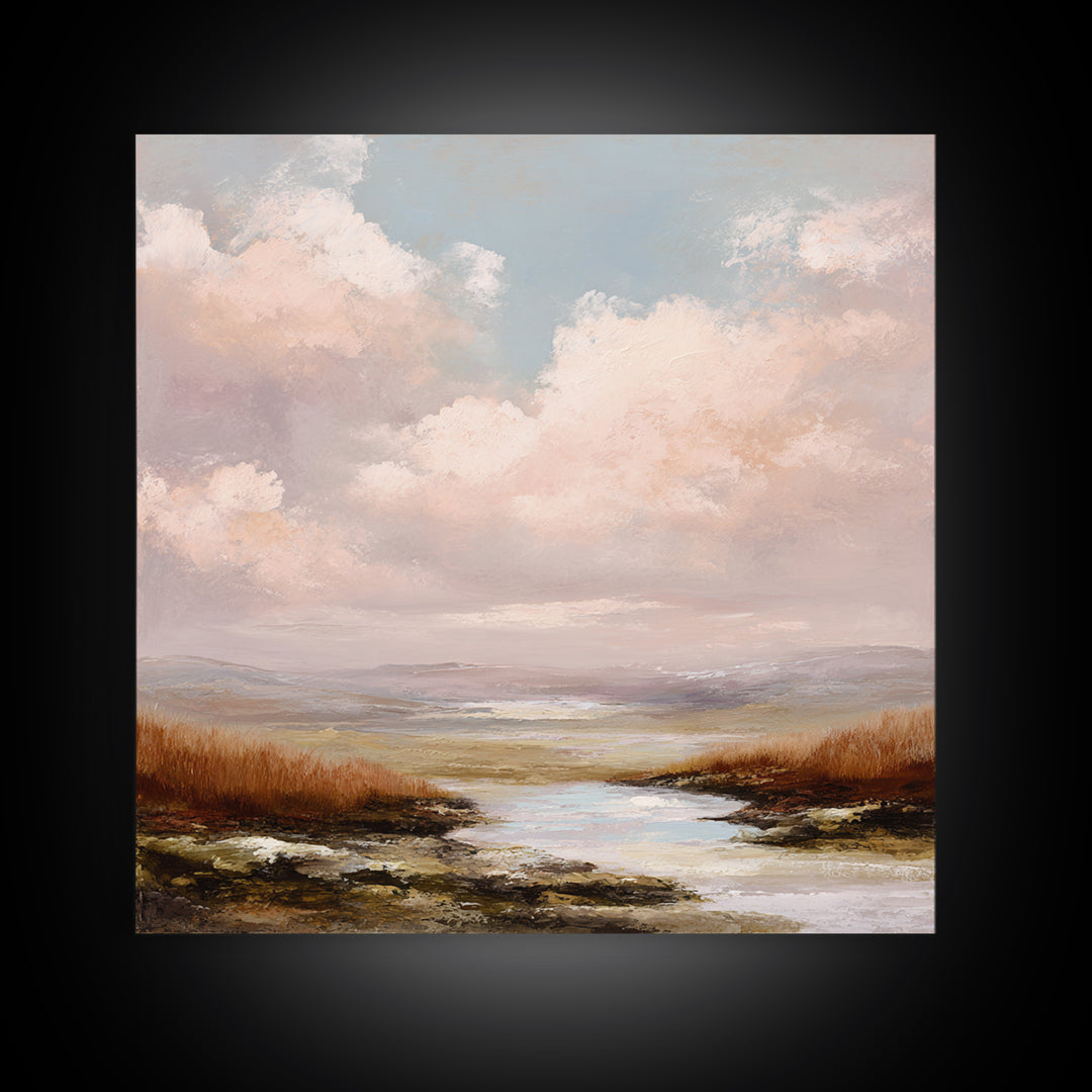 Romantic Cloudscape in Blush and Ivory Canvas Print, Guest Bedroom Art, Set of 3 Wall Art, Bedroom Decor, Fine Art, Guest, GBA-1x1-35