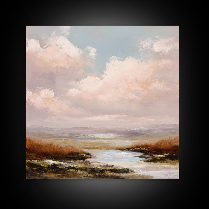 Romantic Cloudscape in Blush and Ivory Canvas Print, Guest Bedroom Art, Set of 3 Wall Art, Bedroom Decor, Fine Art, Guest, GBA-1x1-35