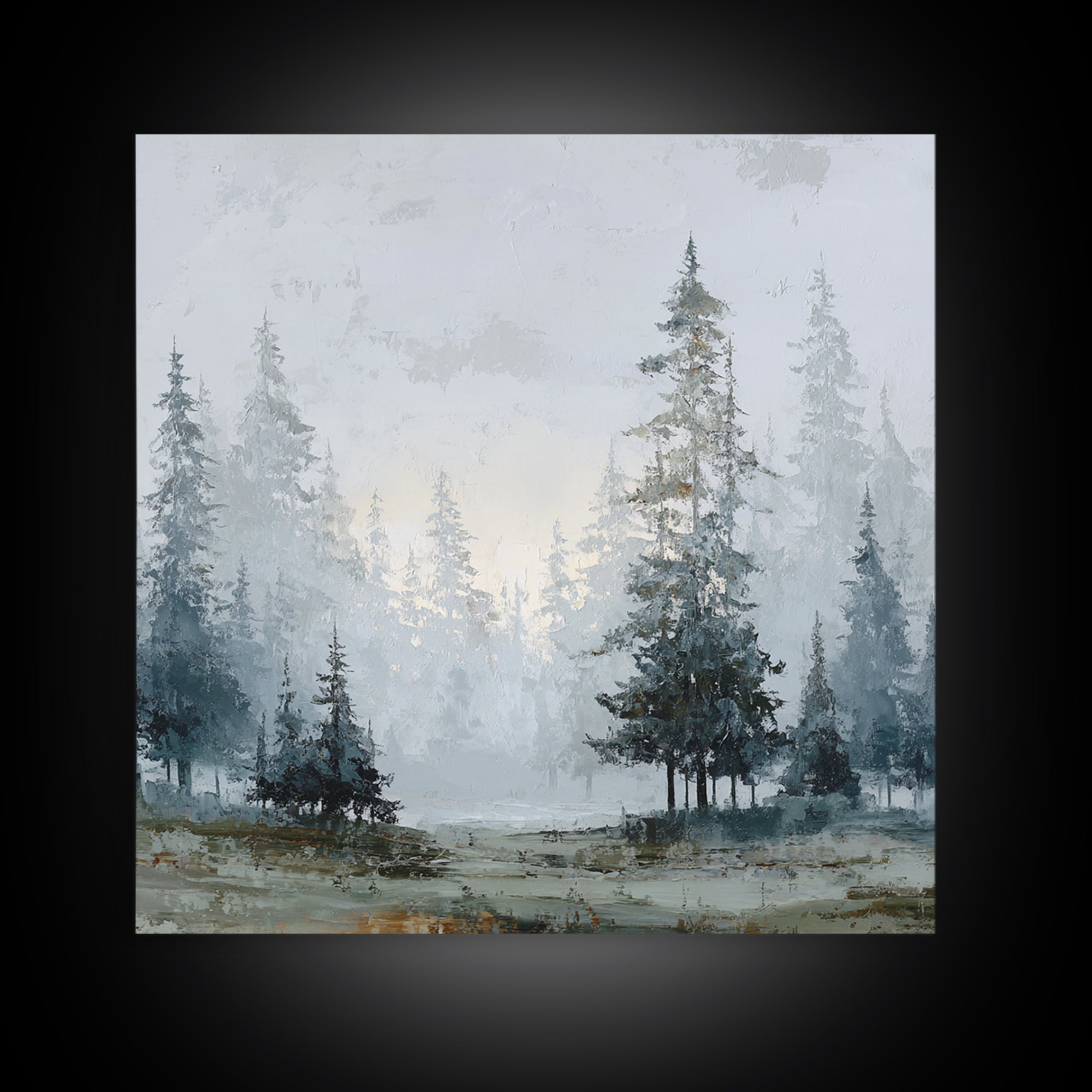Monochrome Forest Silhouette Framed Canvas Print, Guest Bedroom Art, Bedroom Prints, Bedroom Decor, Guest, Minimalist Decor, GBA-1x1-37