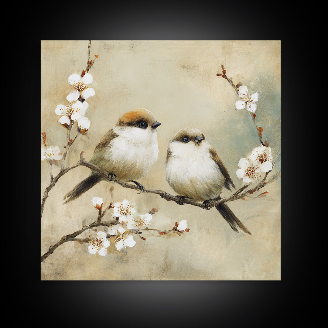 Small Bird Pair on Flowering Branch Canvas Print, Guest Bedroom Art, Home Decor, Bedroom Decor, Fine Art, Guest, Printable Art, GBA-1x1-4