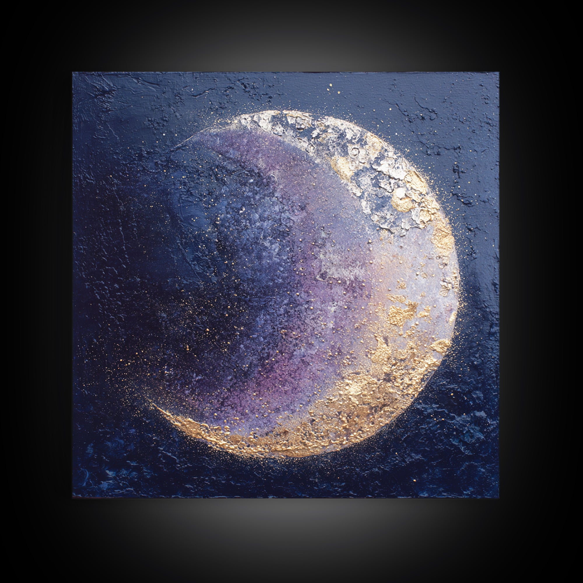 Minimal Moon and Stars Composition Framed Canvas Print, Guest Bedroom Art, Art Print, Bedroom Decor, Fine Art, Guest, GBA-1x1-40