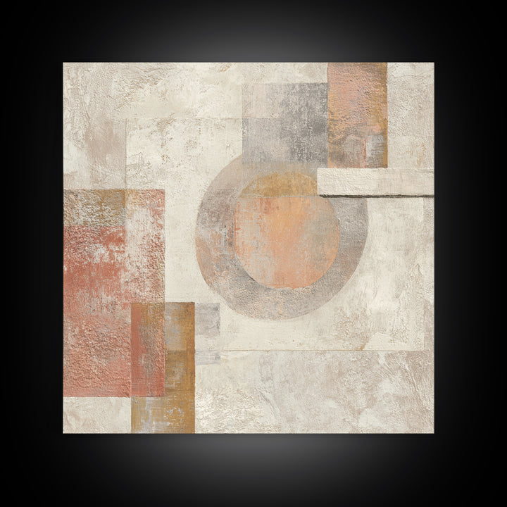 Warm Terracotta Shapes Framed Canvas Print, Guest Bedroom Art, Above Bed Decor, Bedroom Decor, Fine Art, Guest, Boho Decor, GBA-1x1-46