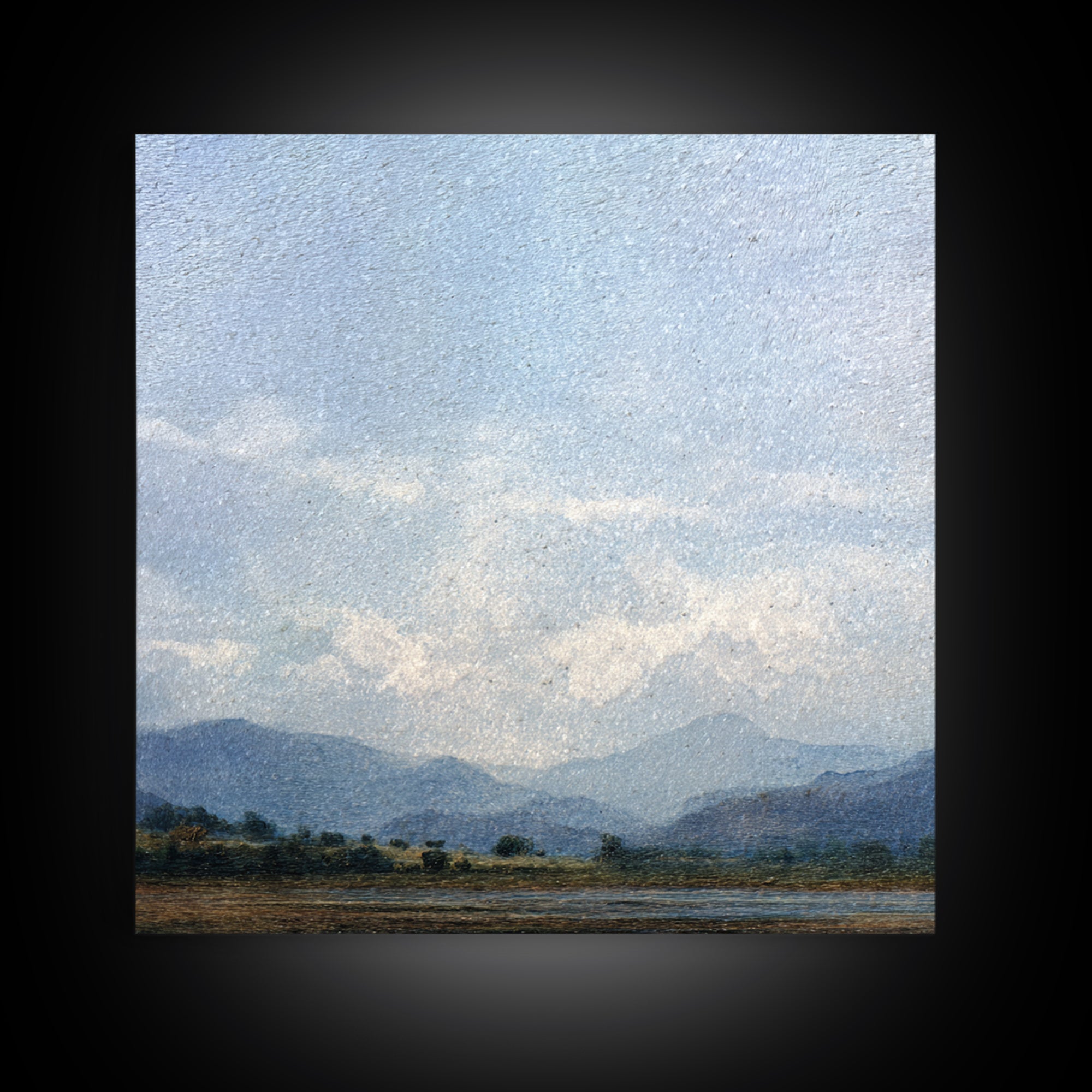 Gentle Rain over Distant Hills Framed Canvas Print, Guest Bedroom Art, Poster, Bedroom Decor, Fine Art, Guest, Farmhouse Decor, GBA-1x1-48