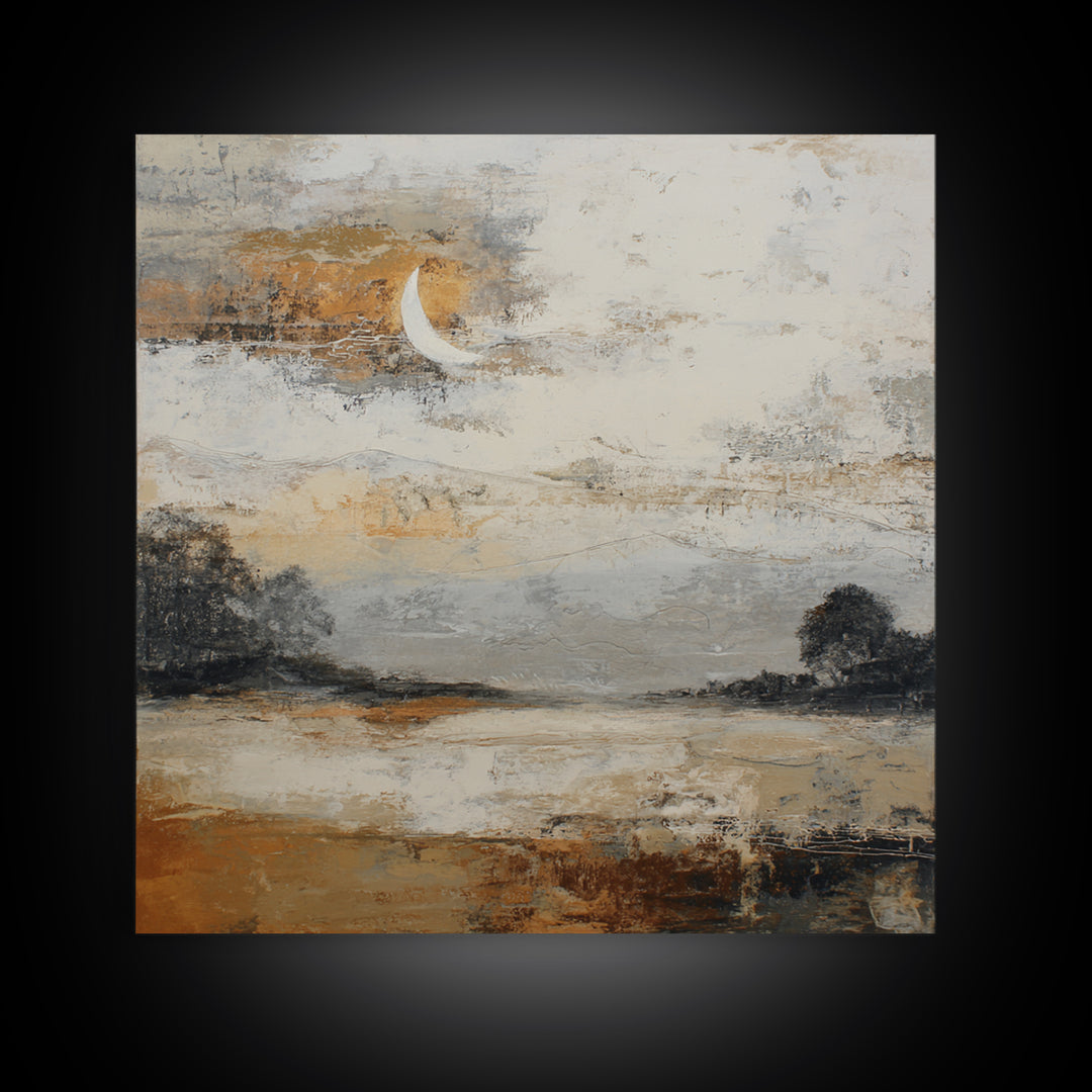 Quiet Lake Landscape at Early Morning Canvas Print, Guest Bedroom Art, Funky Wall Art, Bedroom Decor, Fine Art, Guest, GBA-1x1-50
