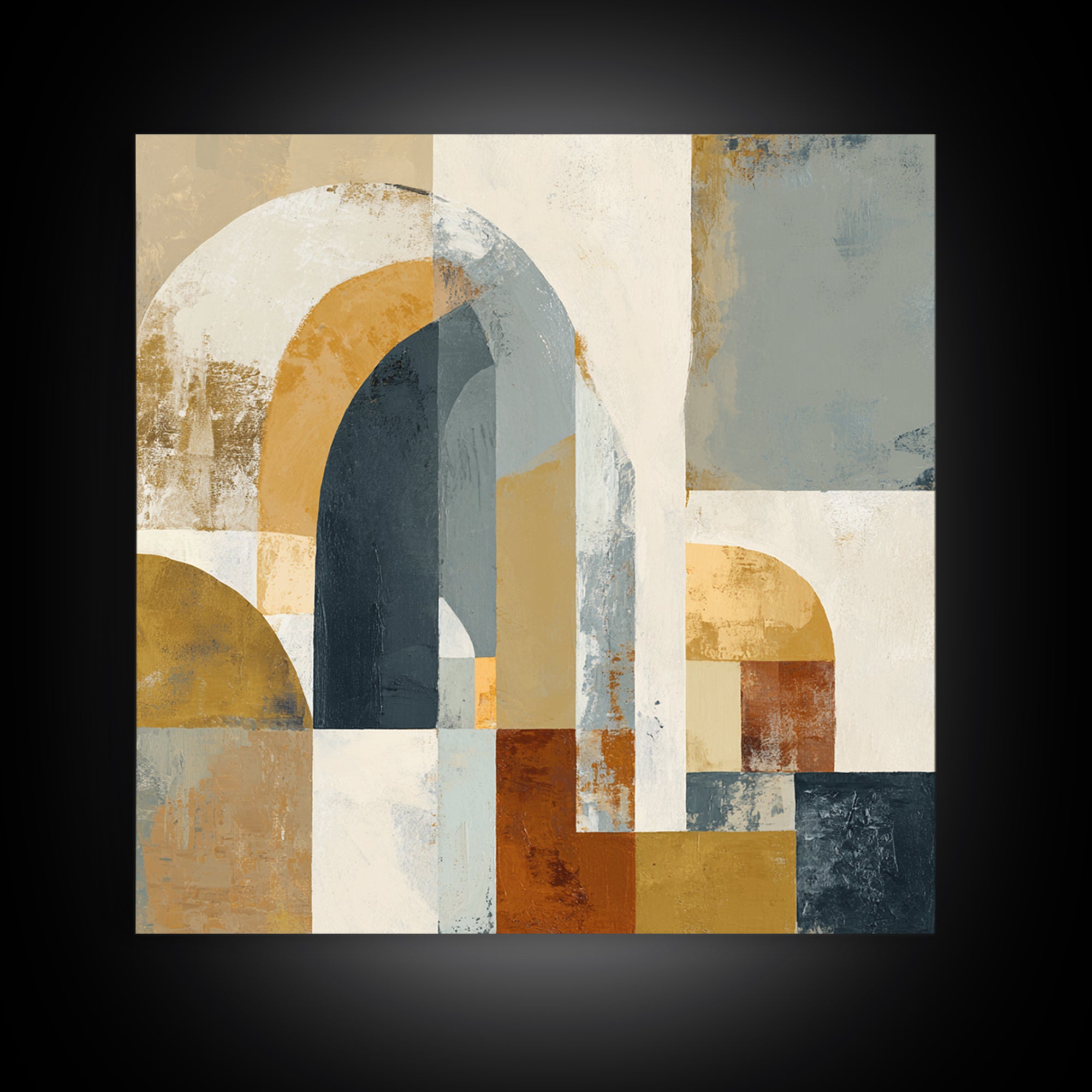 Warm Abstract Arches Framed Canvas Print, Guest Bedroom Art, Trendy Wall Art, Bedroom Decor, Abstract Art, Guest, GBA-1x1-51