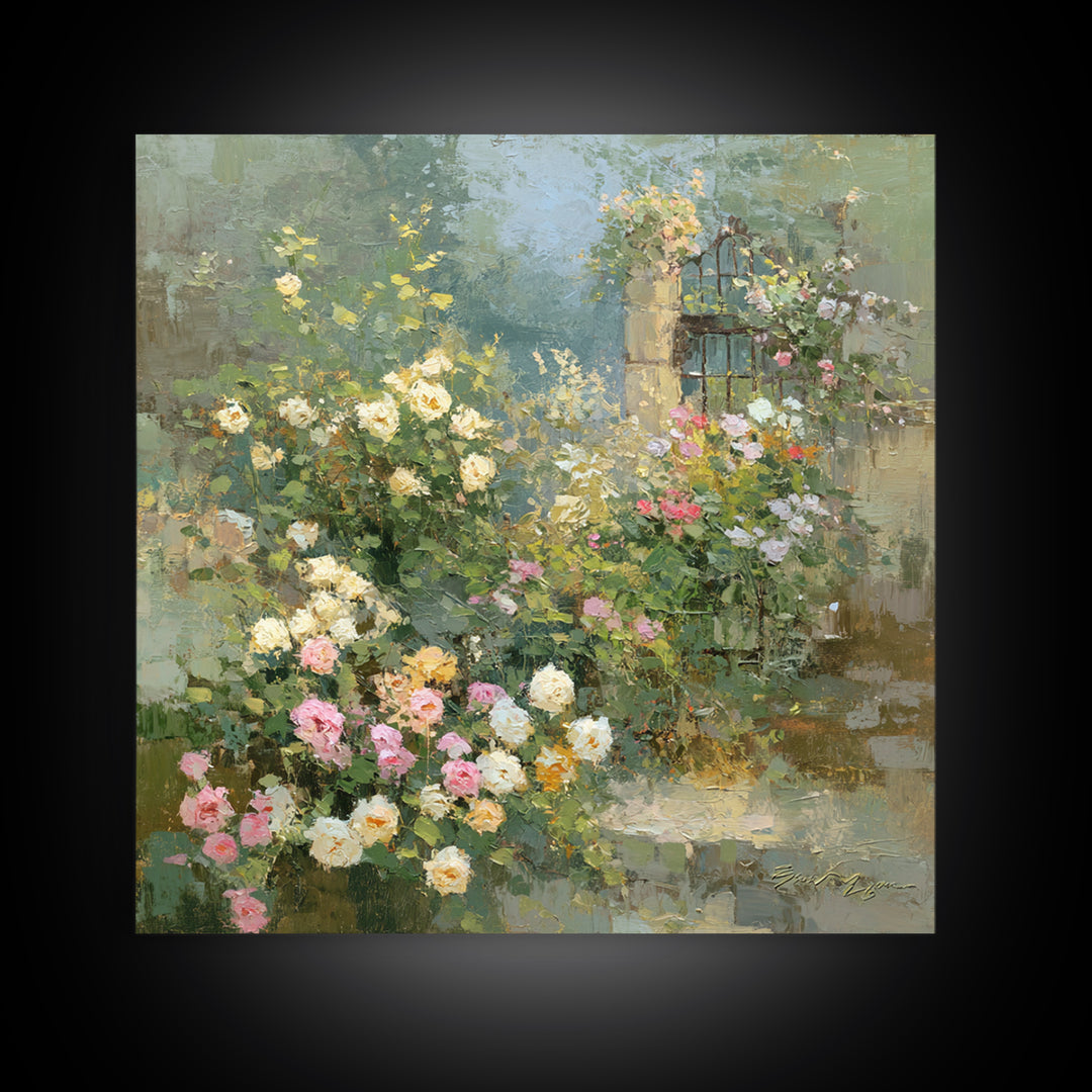 Neutral Peony Painting Framed Canvas Print, Guest Bedroom Art, Statement Artwork, Bedroom Decor, Fine Art, Guest, Wall Decor, GBA-1x1-57