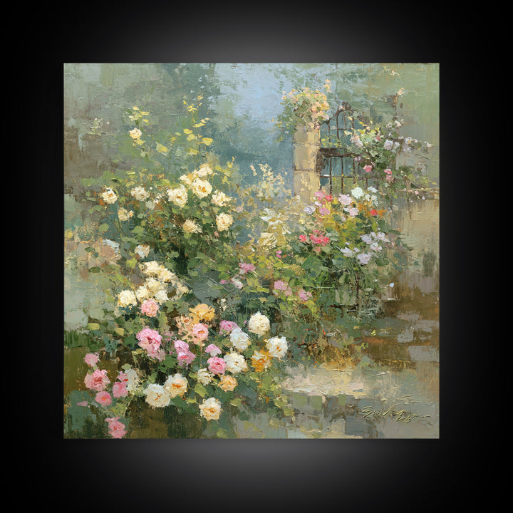 Neutral Peony Painting Framed Canvas Print, Guest Bedroom Art, Statement Artwork, Bedroom Decor, Fine Art, Guest, Wall Decor, GBA-1x1-57