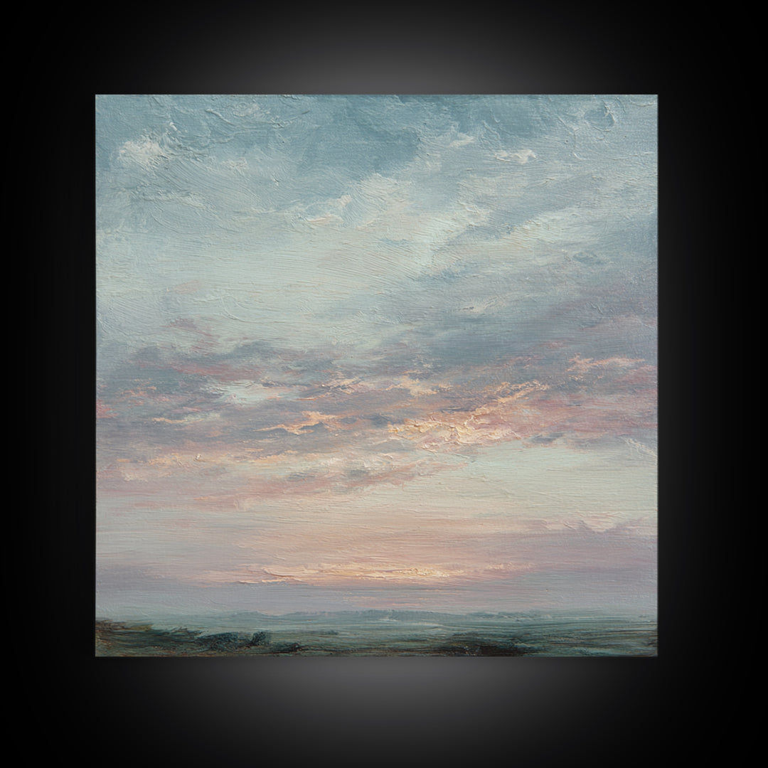Romantic Cloudscape in Blush and Ivory Canvas Print, Guest Bedroom Art, New Home, Bedroom Decor, Fine Art, Guest, GBA-1x1-59