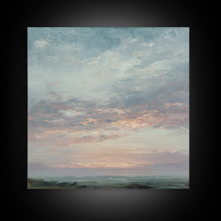 Romantic Cloudscape in Blush and Ivory Canvas Print, Guest Bedroom Art, New Home, Bedroom Decor, Fine Art, Guest, GBA-1x1-59