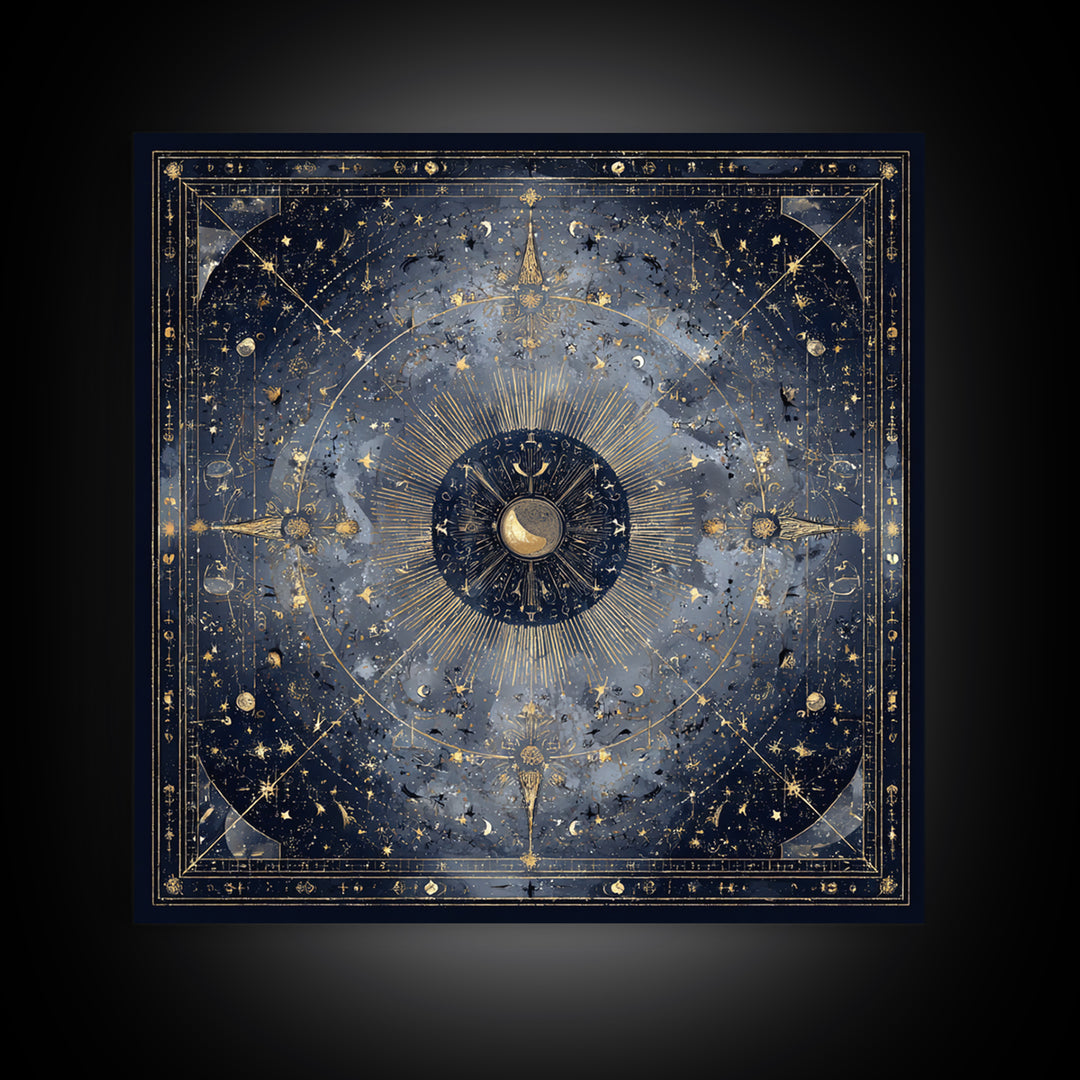 Minimal Moon and Stars Composition Framed Canvas Print, Guest Bedroom Art, Set of 3 Wall Art, Bedroom Decor, Fine Art, Guest, GBA-1x1-64