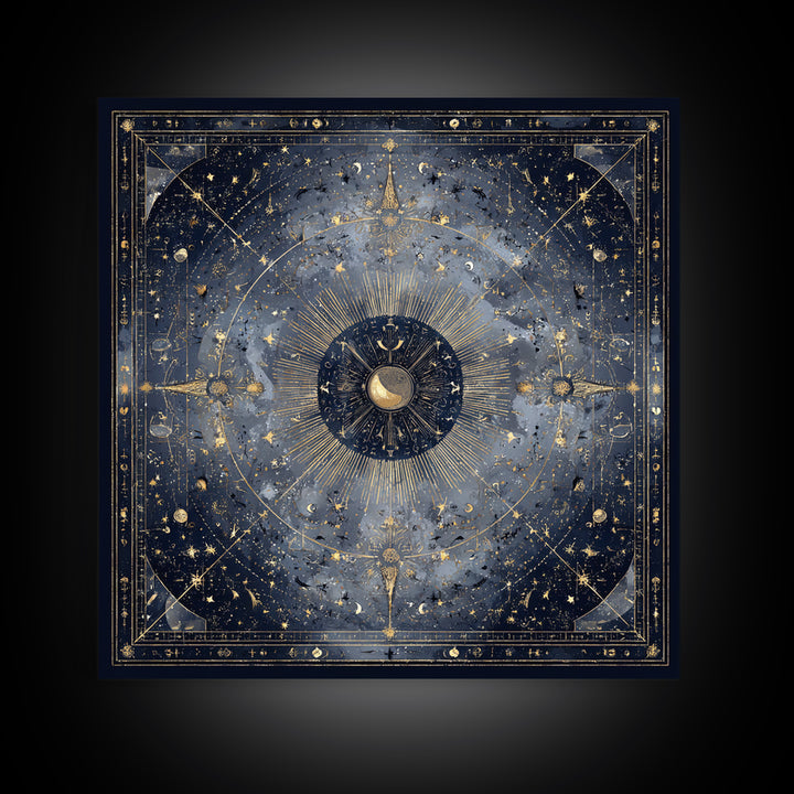Minimal Moon and Stars Composition Framed Canvas Print, Guest Bedroom Art, Set of 3 Wall Art, Bedroom Decor, Fine Art, Guest, GBA-1x1-64