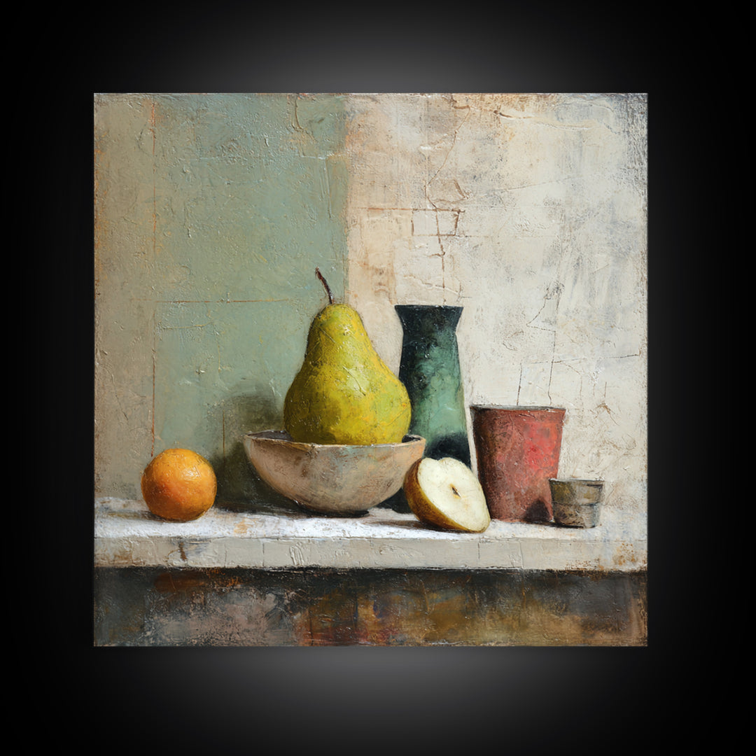 Olive Branch Still Life Framed Canvas Print, Guest Bedroom Art, Gallery Decor, Bedroom Decor, Oil Painting, Guest, GBA-1x1-65