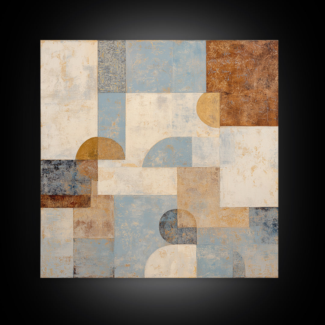 Warm Terracotta Shapes Framed Canvas Print, Guest Bedroom Art, Above Bed Decor, Bedroom Decor, Fine Art, Guest, Boho Decor, GBA-1x1-70