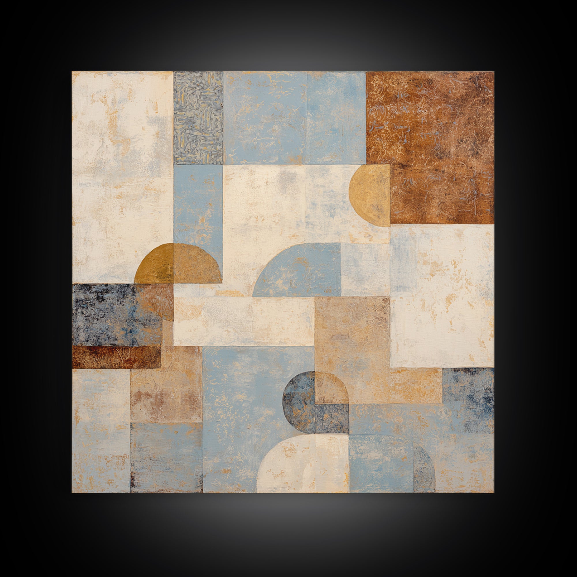 Warm Terracotta Shapes Framed Canvas Print, Guest Bedroom Art, Above Bed Decor, Bedroom Decor, Fine Art, Guest, Boho Decor, GBA-1x1-70