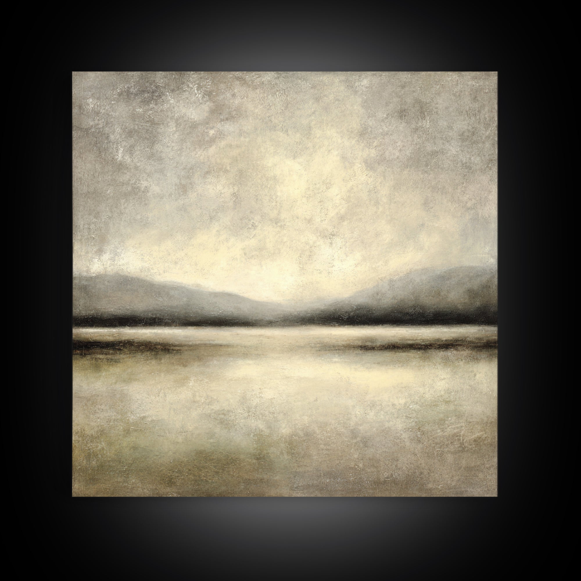 Gentle Rain over Distant Hills Framed Canvas Print, Guest Bedroom Art, Minimalist Wall Art, Bedroom Decor, Abstract Art, Guest, GBA-1x1-72