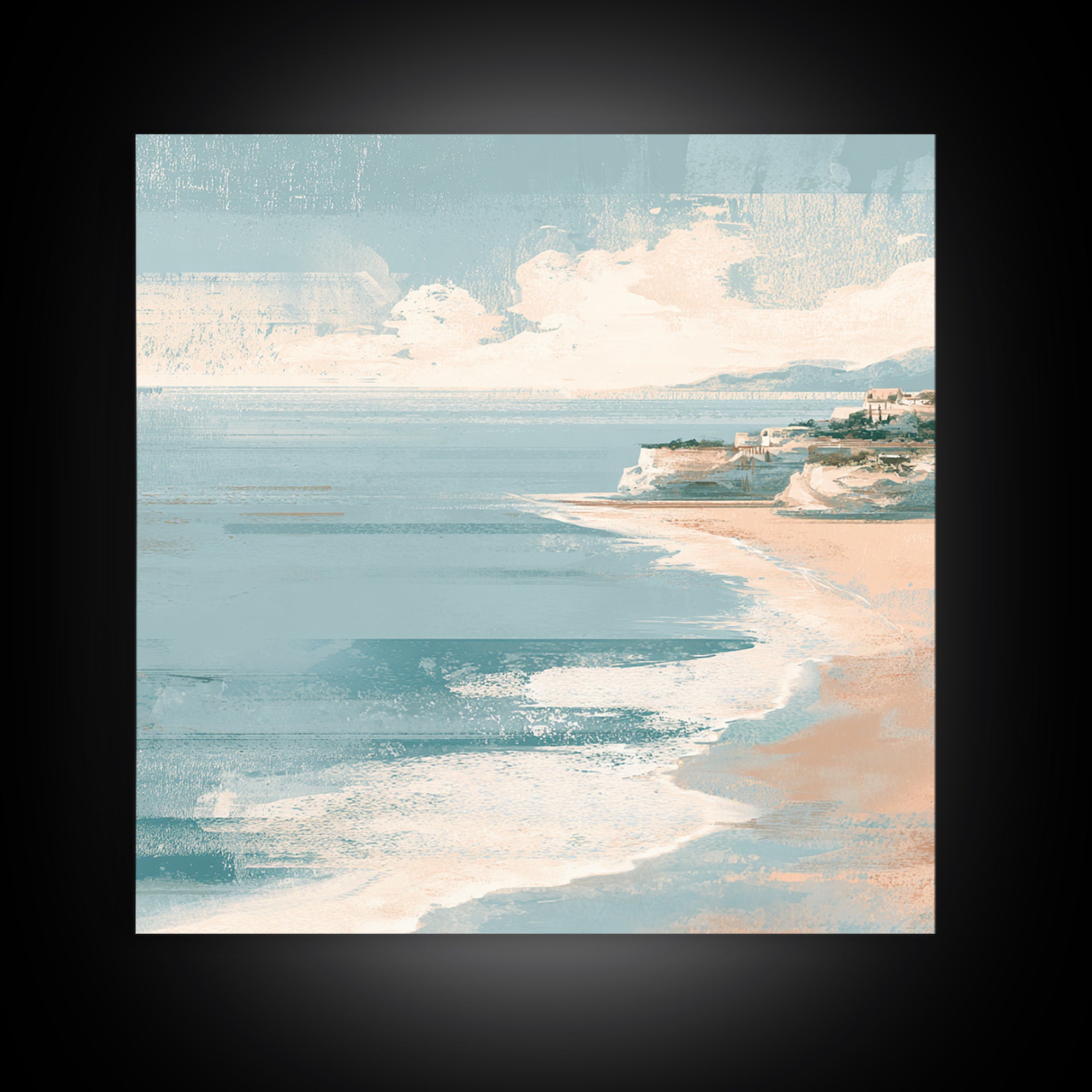 Coastal Dunes in Pale Blue and Sand Canvas Print, Guest Bedroom Art, Room Decor, Bedroom Decor, Fine Art, Guest, GBA-1x1-77