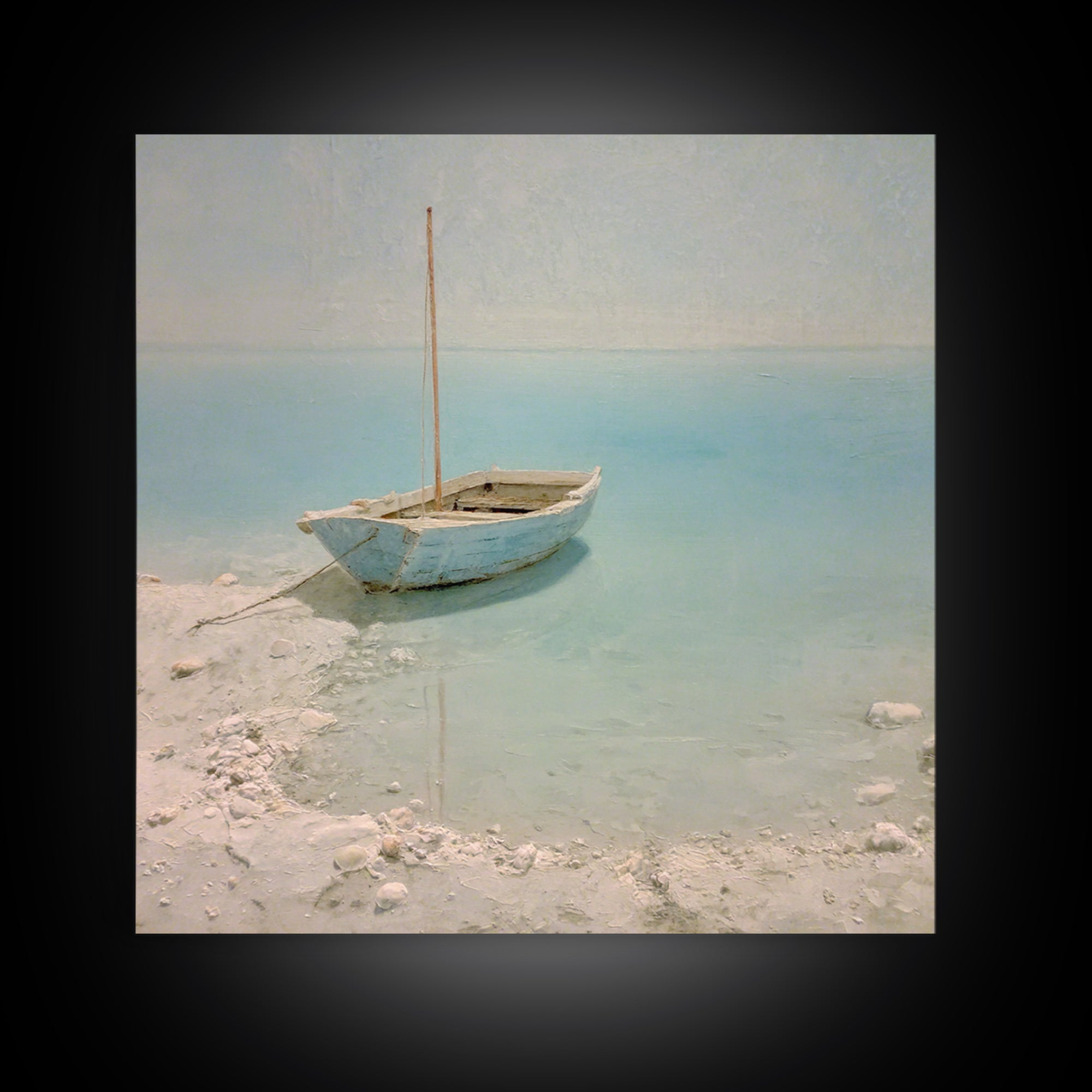 Soft Watercolor Sailboat on Quiet Water Canvas Print, Guest Bedroom Art, Farmhouse Wall Art, Bedroom Decor, Fine Art, Guest, GBA-1x1-90