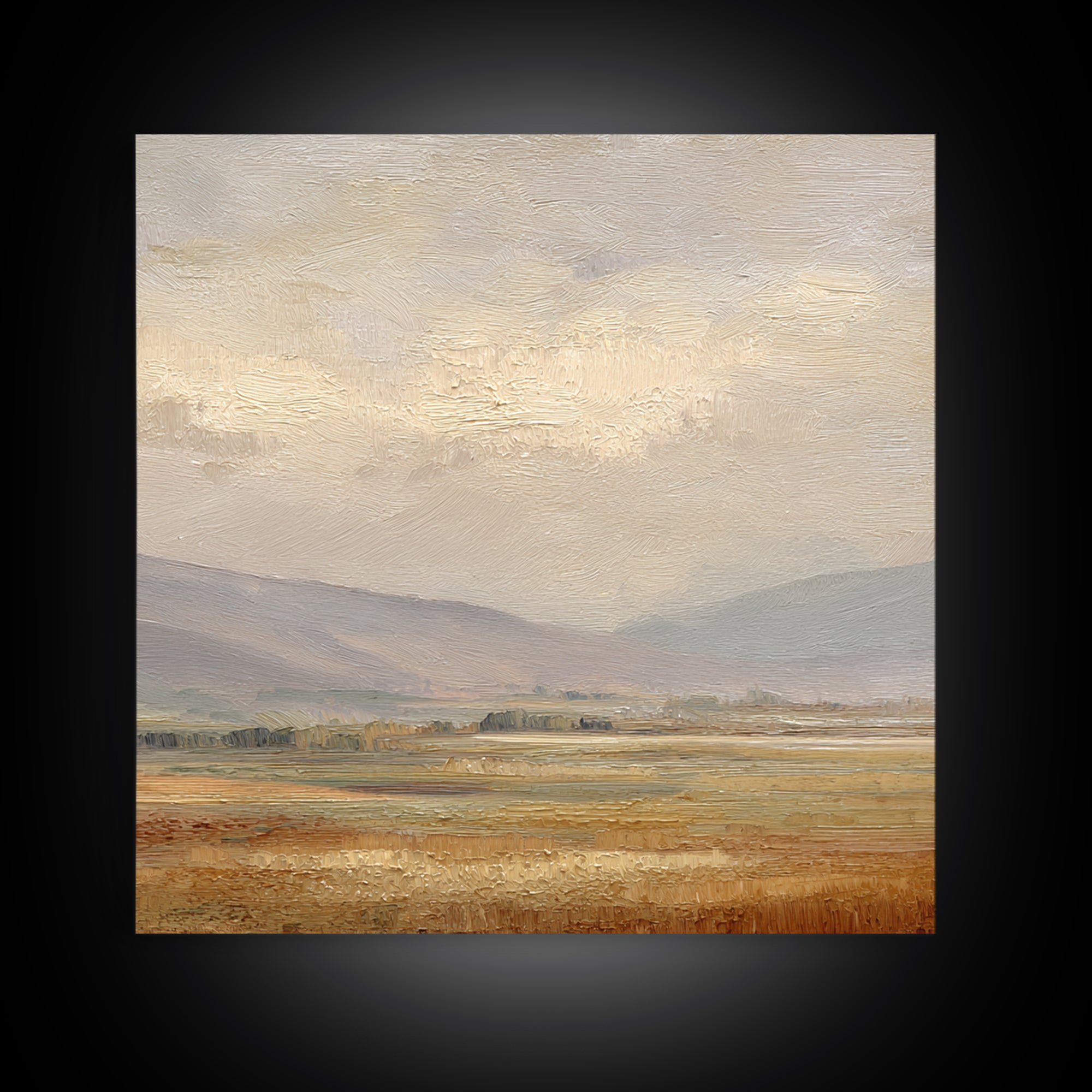 Gentle Rain over Distant Hills Framed Canvas Print, Guest Bedroom Art, Digital Prints, Bedroom Decor, Fine Art, Guest, GBA-1x1-96