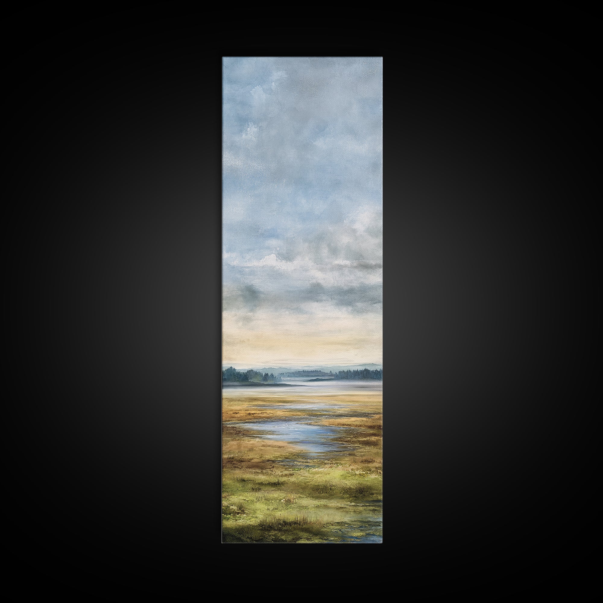 Quiet Lake Landscape at Early Morning Canvas Print, Guest Bedroom Art, Downloadable Prints, Bedroom Decor, Fine Art, Guest, GBA-1x3-14