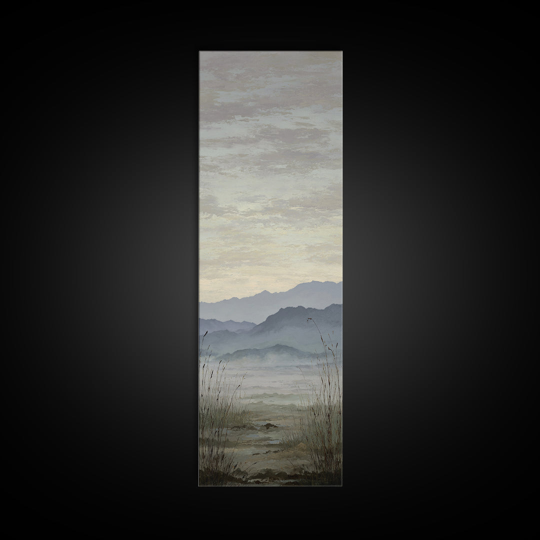 Soft Mountain Horizon Framed Canvas Print, Guest Bedroom Art, Poster, Bedroom Decor, Oil Painting, Guest, Farmhouse Decor, GBA-1x3-19