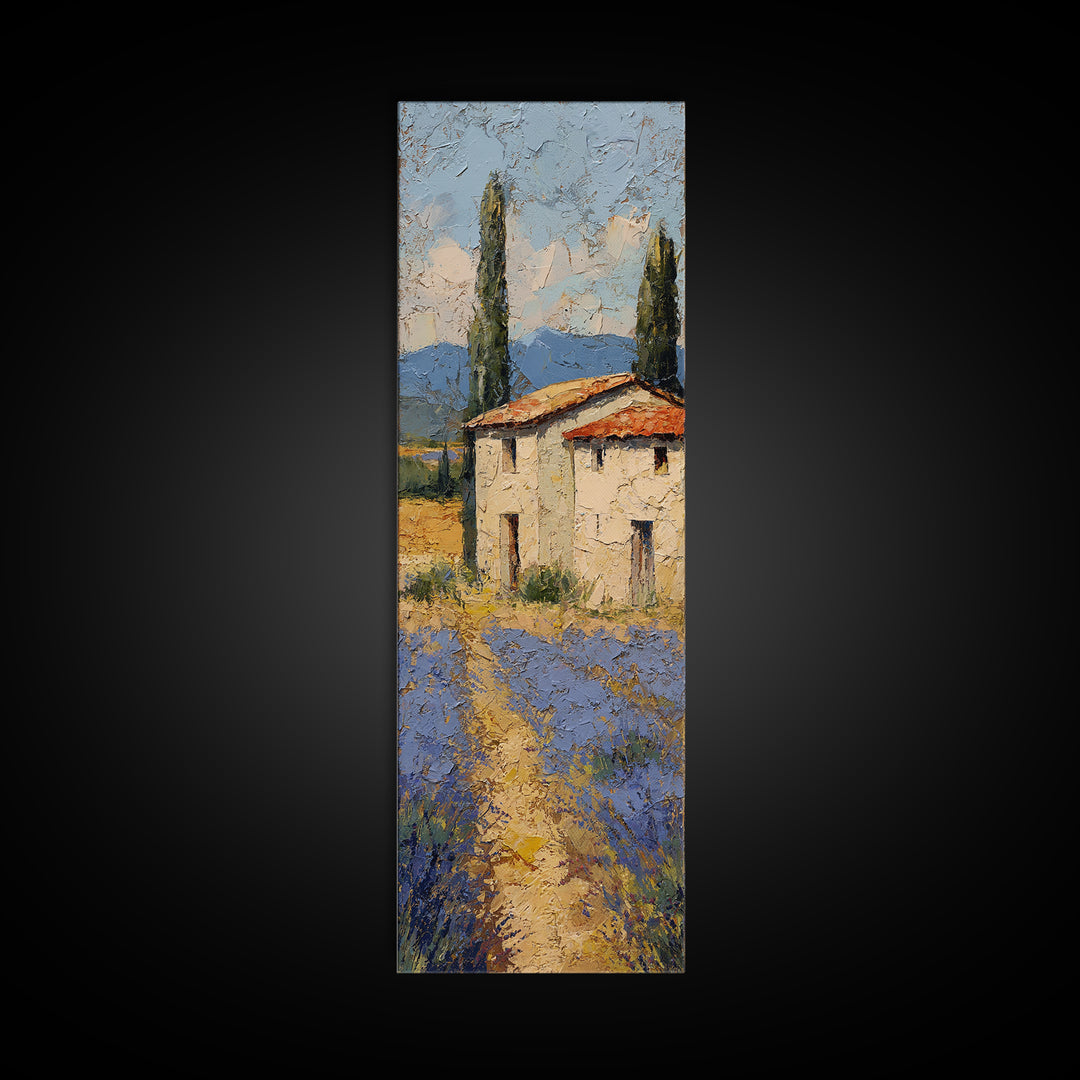 Lavender Field under Pale Sky Framed Canvas Print, Guest Bedroom Art, Prints, Bedroom Decor, Watercolor Art, Guest 331, GBA-1x3-31