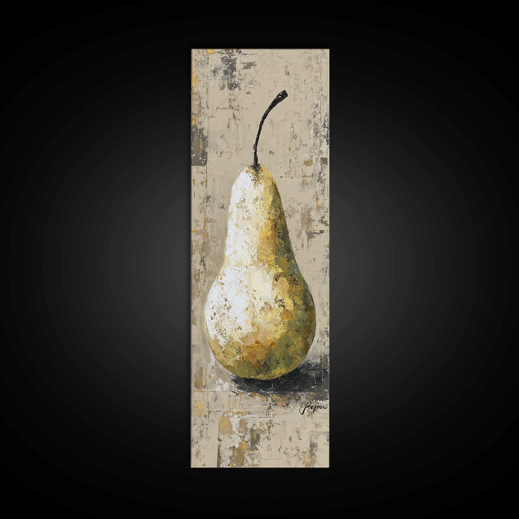 Classic Pear Still Life for Cozy Hospitality Canvas Print, Guest Bedroom Art, Textured Painting, Bedroom Decor, Fine Art, Guest, GBA-1x3-32