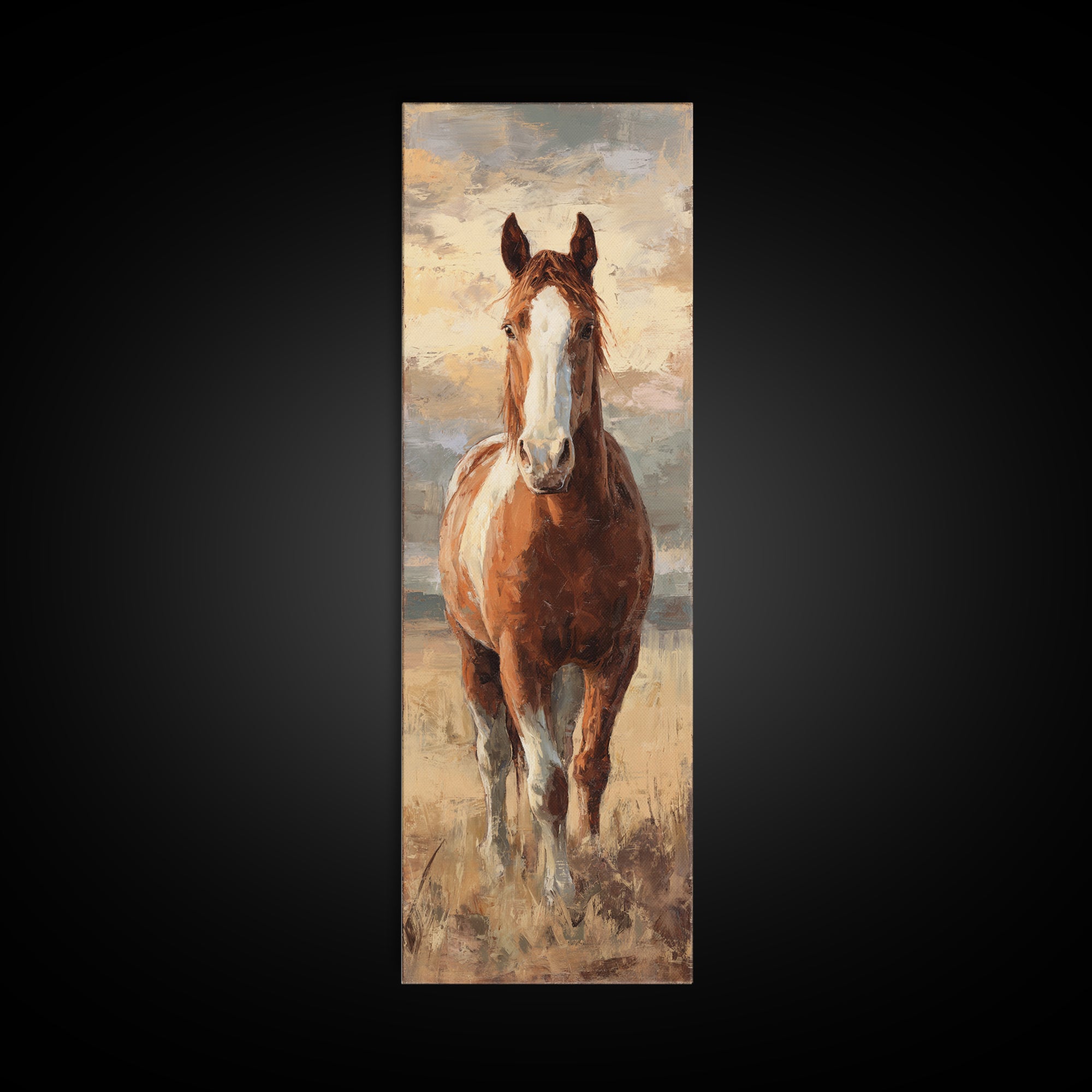 Quiet Horse Pasture at Sunset Canvas Print, Guest Bedroom Art, Bedroom Decor, Fine Art, Guest, Above Bed Decor, Funky Wall Art, GBA-1x3-33