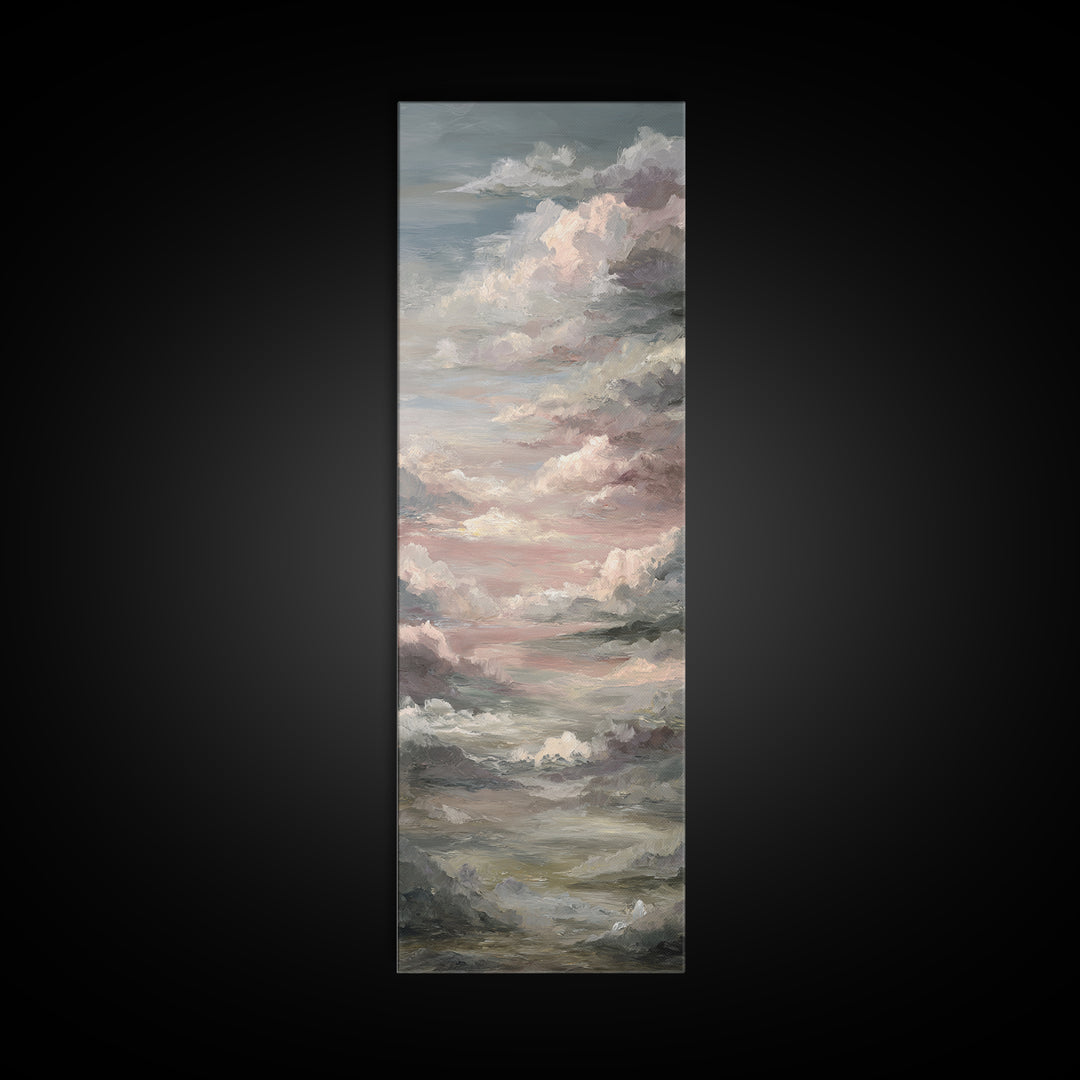 Romantic Cloudscape in Blush and Ivory Framed Canvas Print, Guest Bedroom Art, Wall Art Prints, Bedroom Decor, Fine Art, Guest, GBA-1x3-47