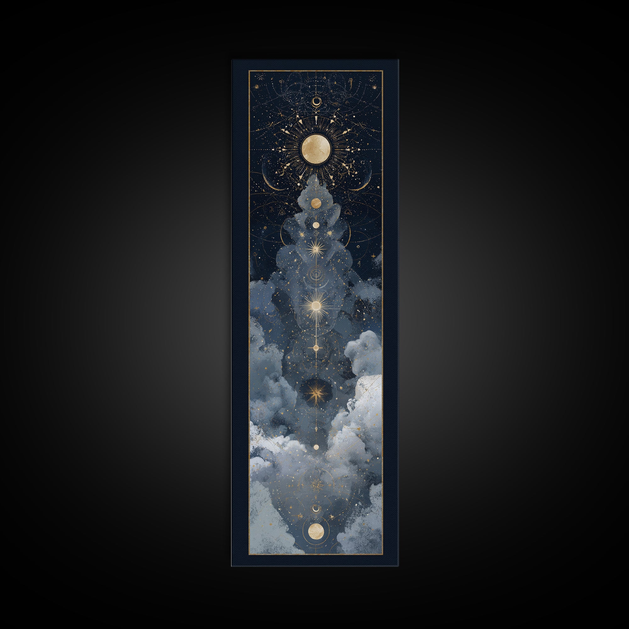 Minimal Moon and Stars Composition Framed Canvas Print, Guest Bedroom Art, Home Decor, Bedroom Decor, Fine Art, Guest, GBA-1x3-52