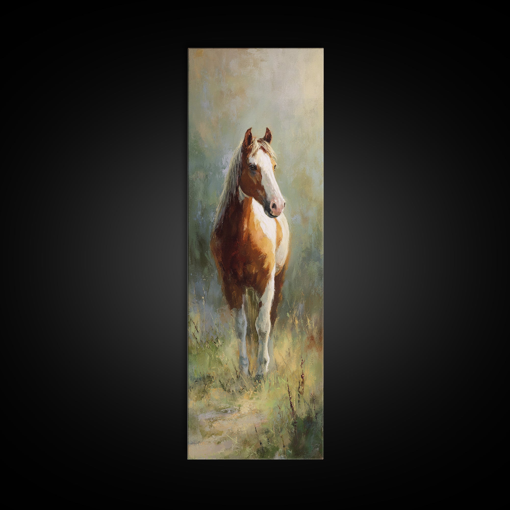 Quiet Horse Pasture at Sunset Canvas Print, Guest Bedroom Art, Fine Art Print, Bedroom Decor, Abstract Art, Guest, Poster, GBA-1x3-57