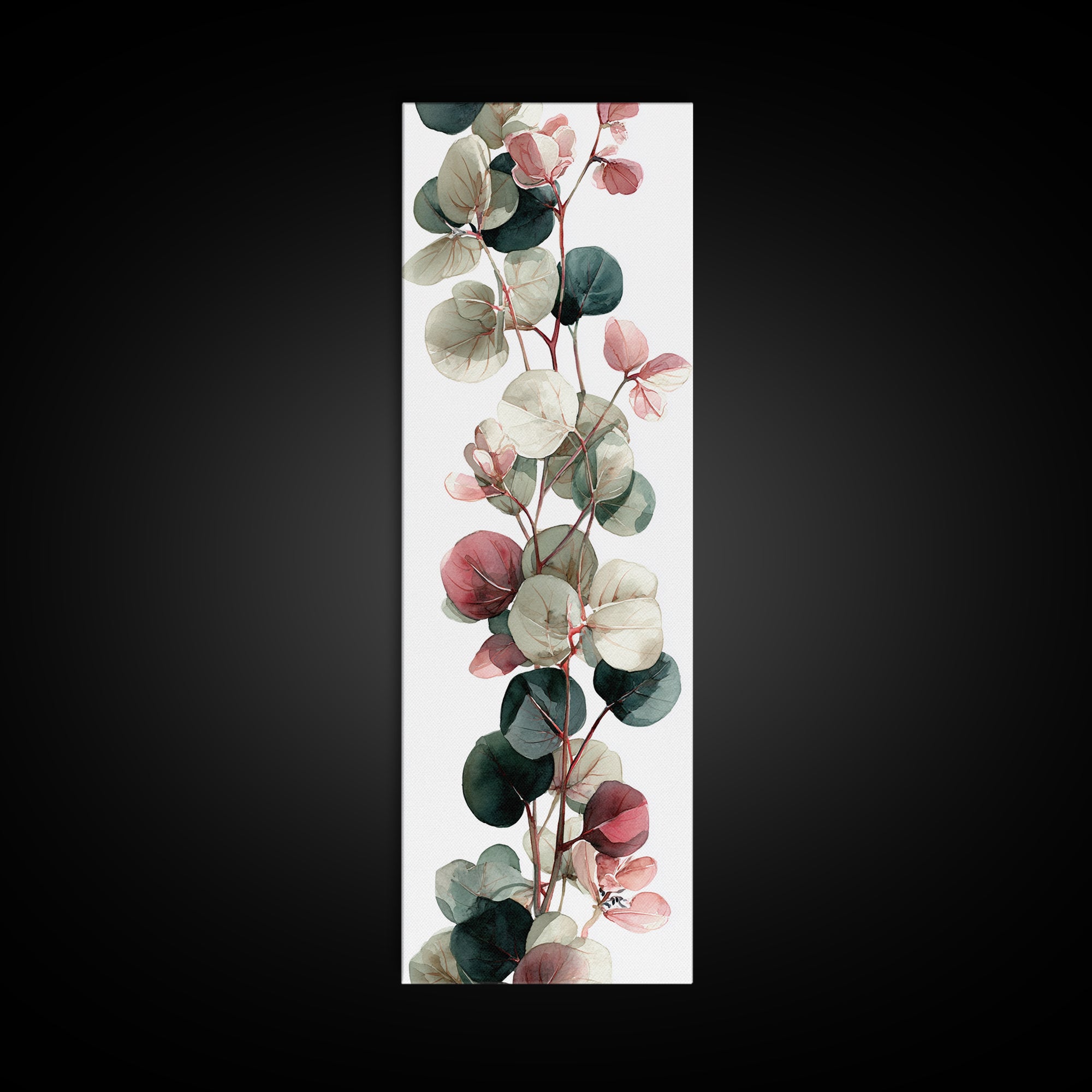 Calming Eucalyptus Watercolor Branches Framed Canvas Print, Guest Bedroom Art, Farmhouse Wall Art, Bedroom Decor, GBA-1x3-70