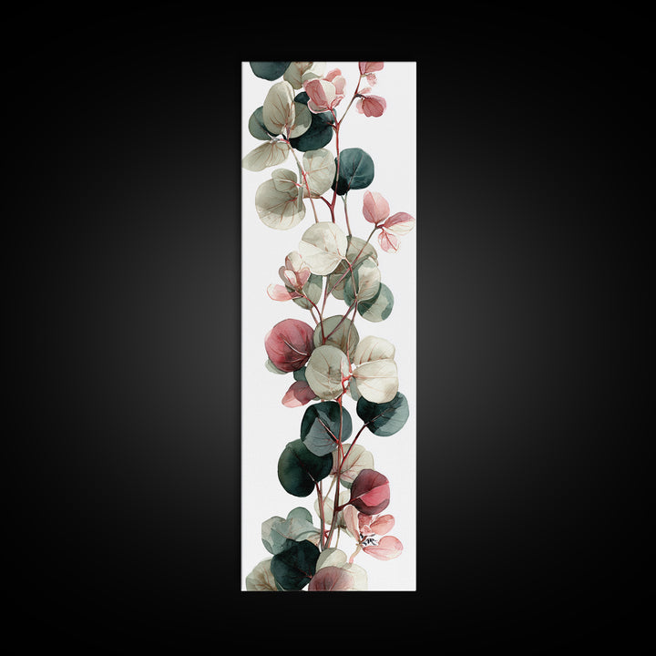 Calming Eucalyptus Watercolor Branches Framed Canvas Print, Guest Bedroom Art, Farmhouse Wall Art, Bedroom Decor, GBA-1x3-70