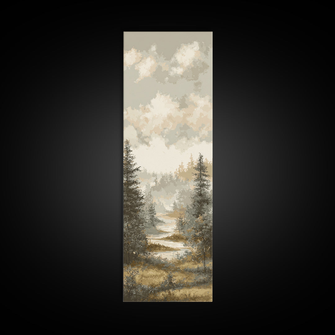 Monochrome Forest Silhouette Canvas Print, Guest Bedroom Art, Prints, Bedroom Decor, Oil Painting, Guest 373, Set of Wall Art, GBA-1x3-73